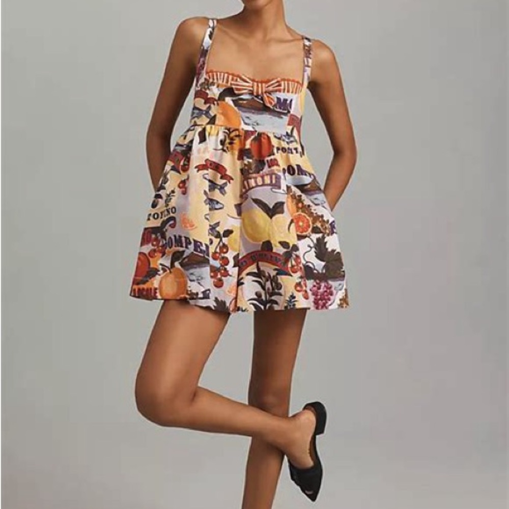 Maeve Orange Brown Spaghetti Strap romper positano bustier